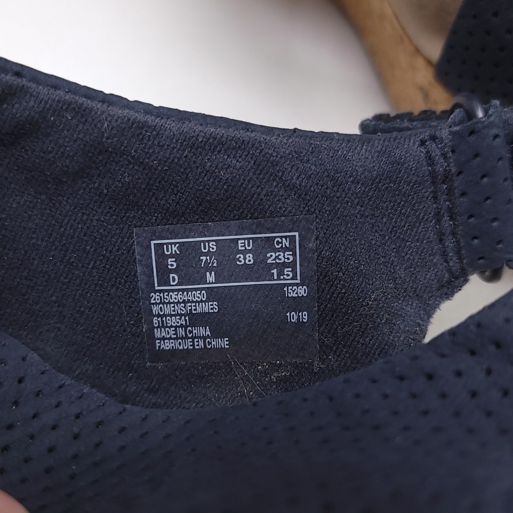 Clarks Collection Navy Blue Perforated Leather Cork Wedge Sandals Womens 7.5 M - Picture 4 of 8